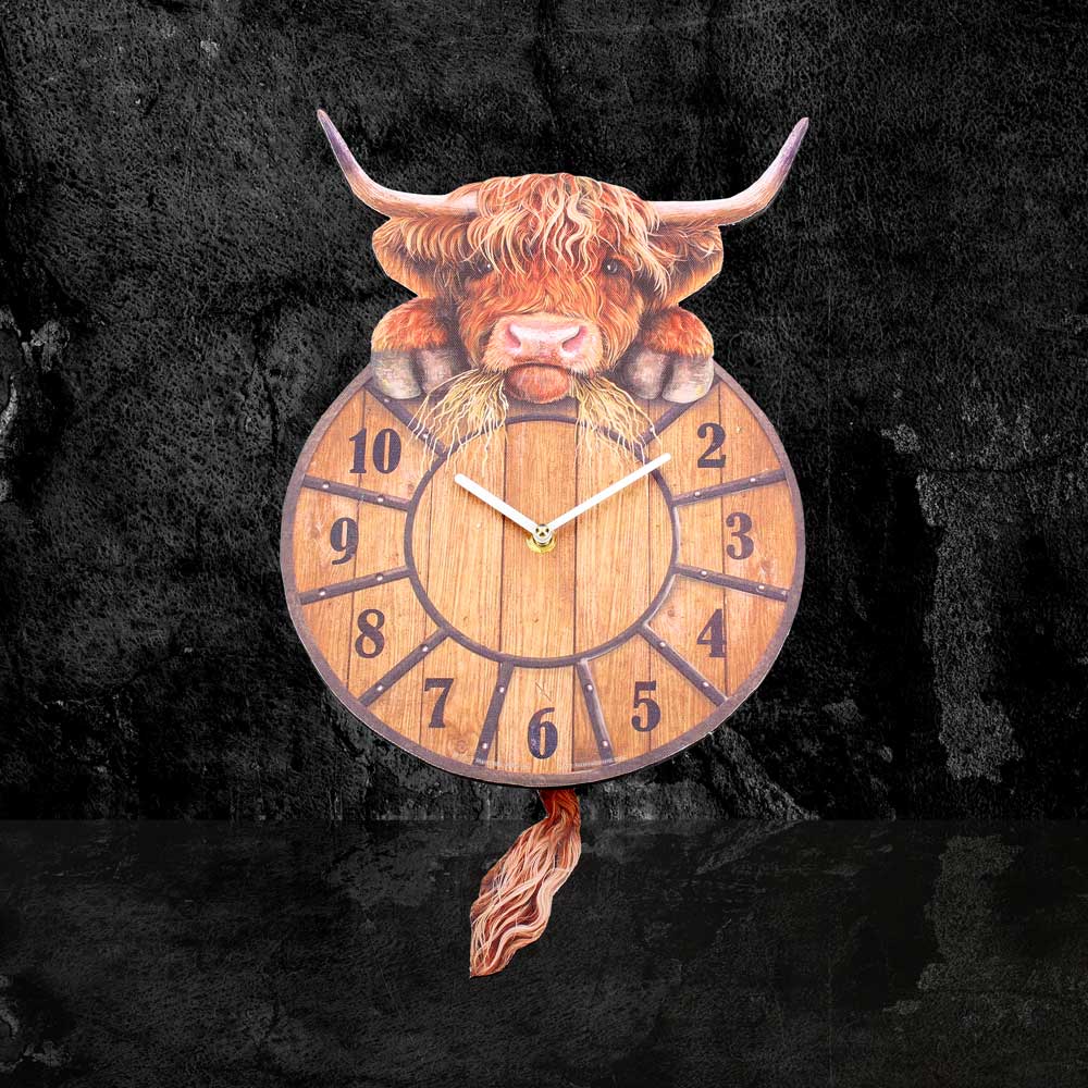 Highland Tickin' Cow Pendulum Clock