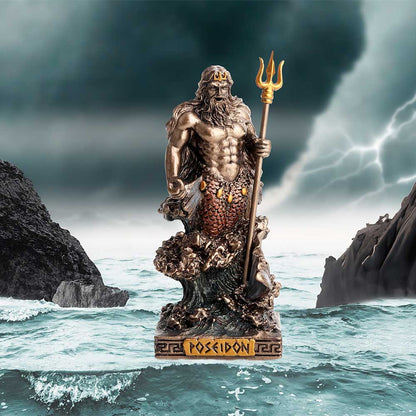 Poseidon God of the Sea Mini Bronze Figurine