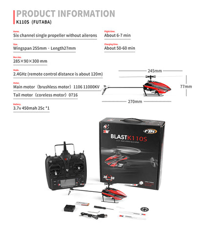 WLtoys XK Blast K110S Falcon 6CH 3D 6G Brushless Motor Helicopter