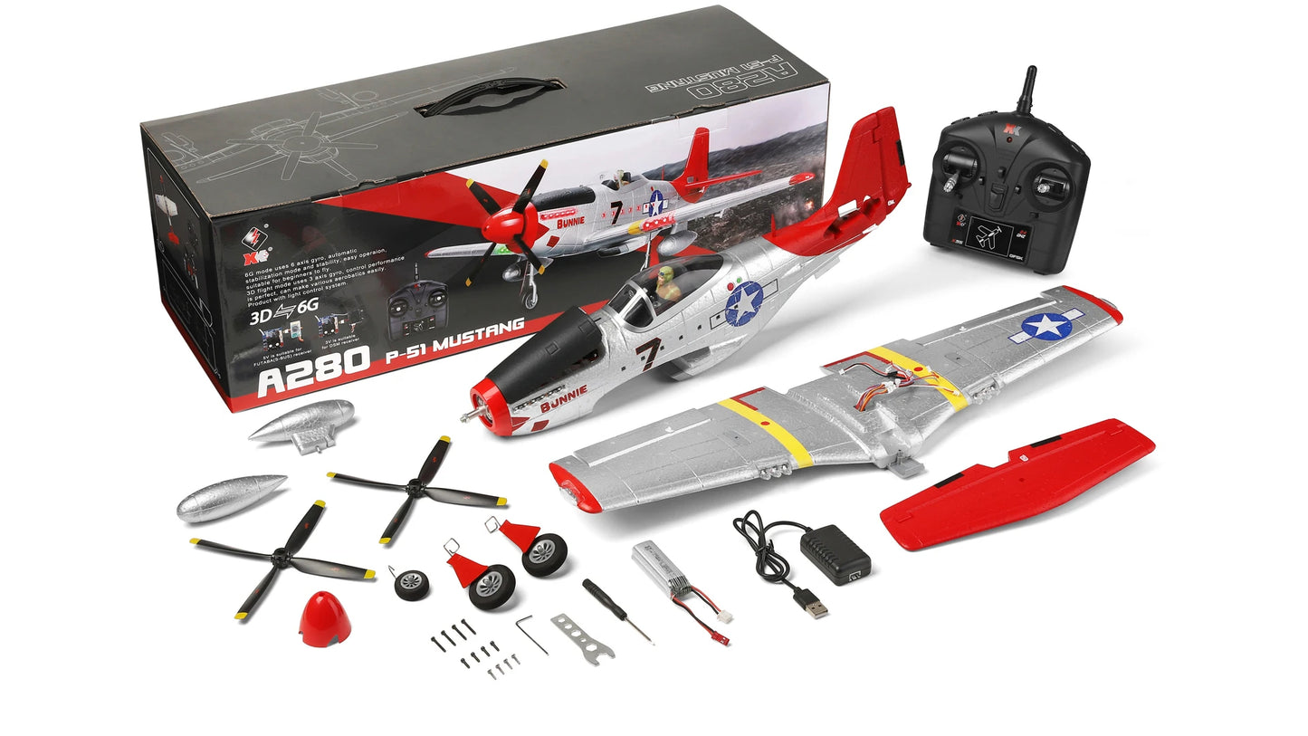 XK A280 P-51 Mustang "Bunnie" Brushless RC Plane