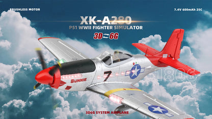 XK A280 P-51 Mustang "Bunnie" Brushless RC Plane