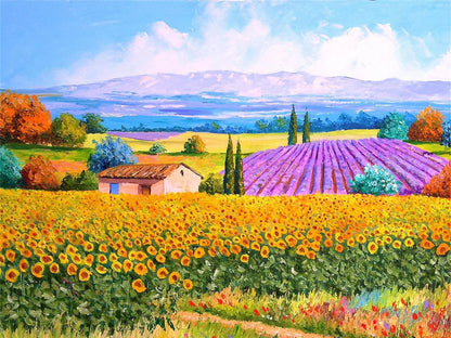 500 Piece Tuscany Sunflower Field Jigsaw Puzzle