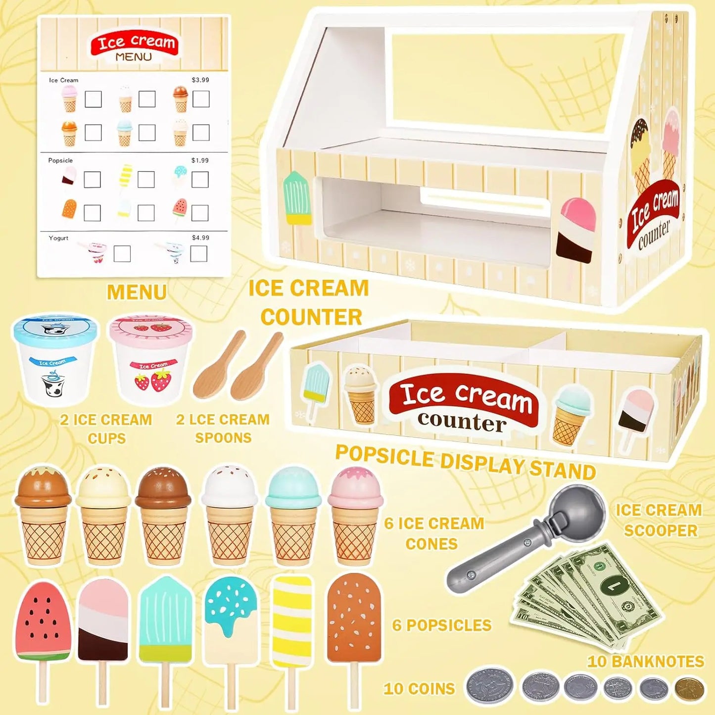 Innoplay Montessori Wooden Ice Cream Counter