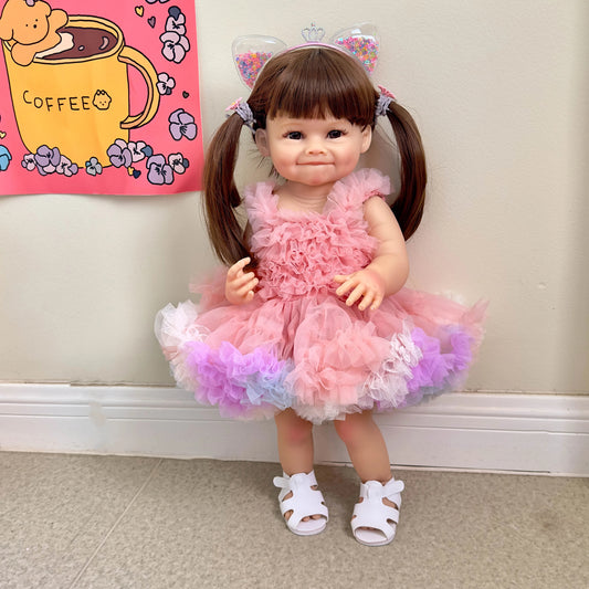 EverFaye Amelina Doll Pink Ruffled Dress and Accessories