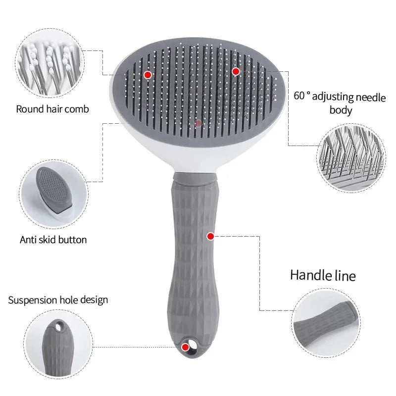 Pet Grooming Brush With Rounded Comb Tip