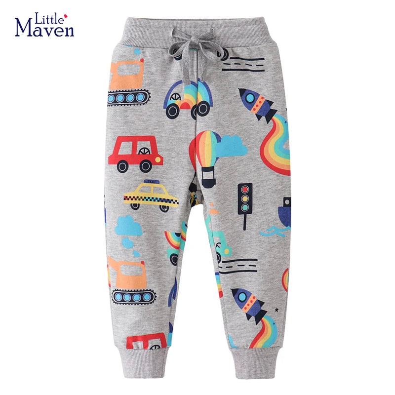 Little Maven | Cartoon Doodle Transport Print Sweatpants