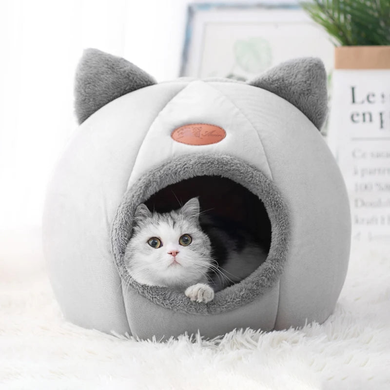 Deep Sleep Fleece Lined Cat Cave Bed