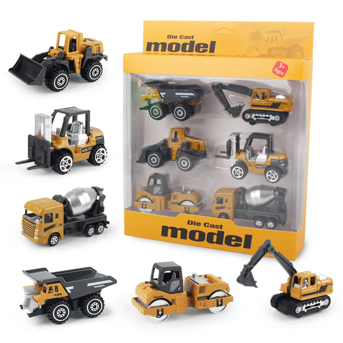 6 Piece Diecast Set Engineering Construction Vehicles