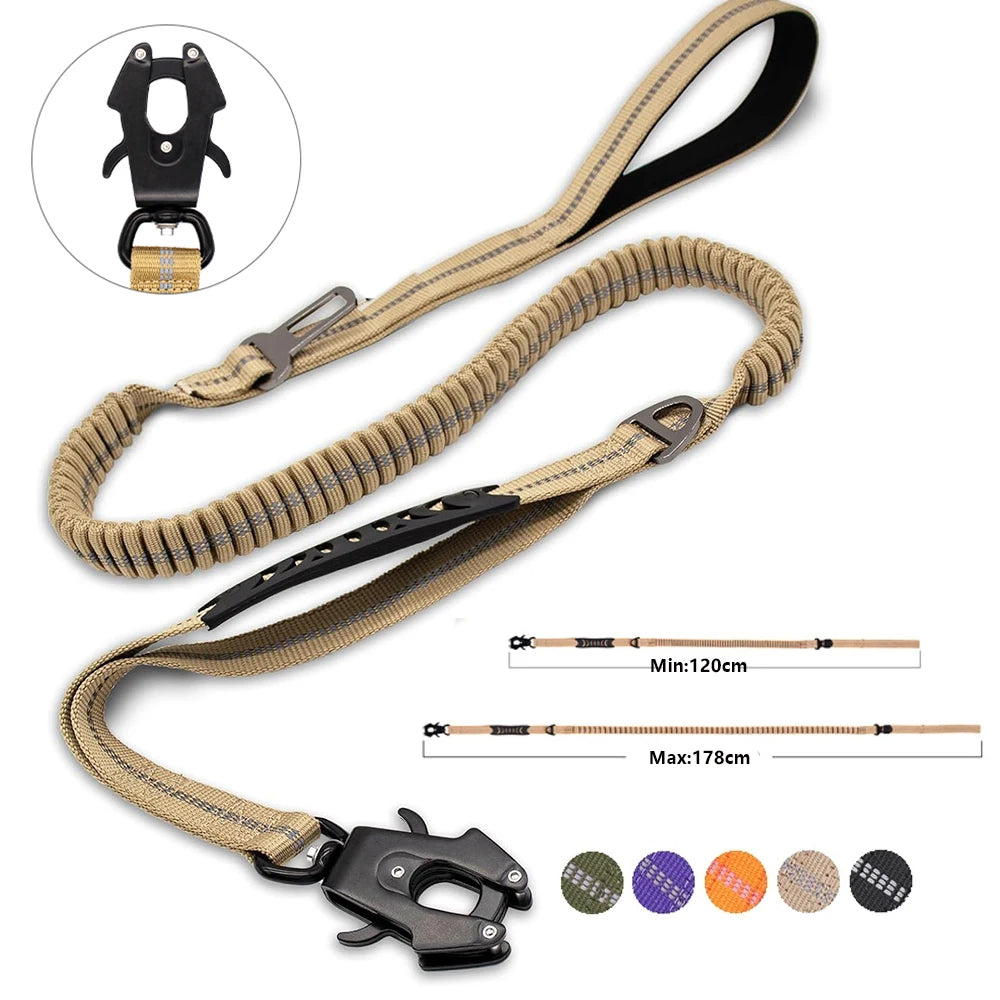 Adjustable Pet Harness Lead Vehicle Seatbelt Shock Absorbing Bungee Cord