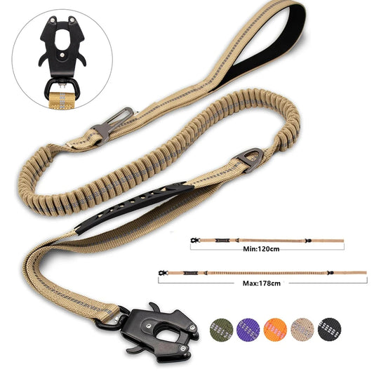 Adjustable Pet Harness Lead Vehicle Seatbelt Shock Absorbing Bungee Cord