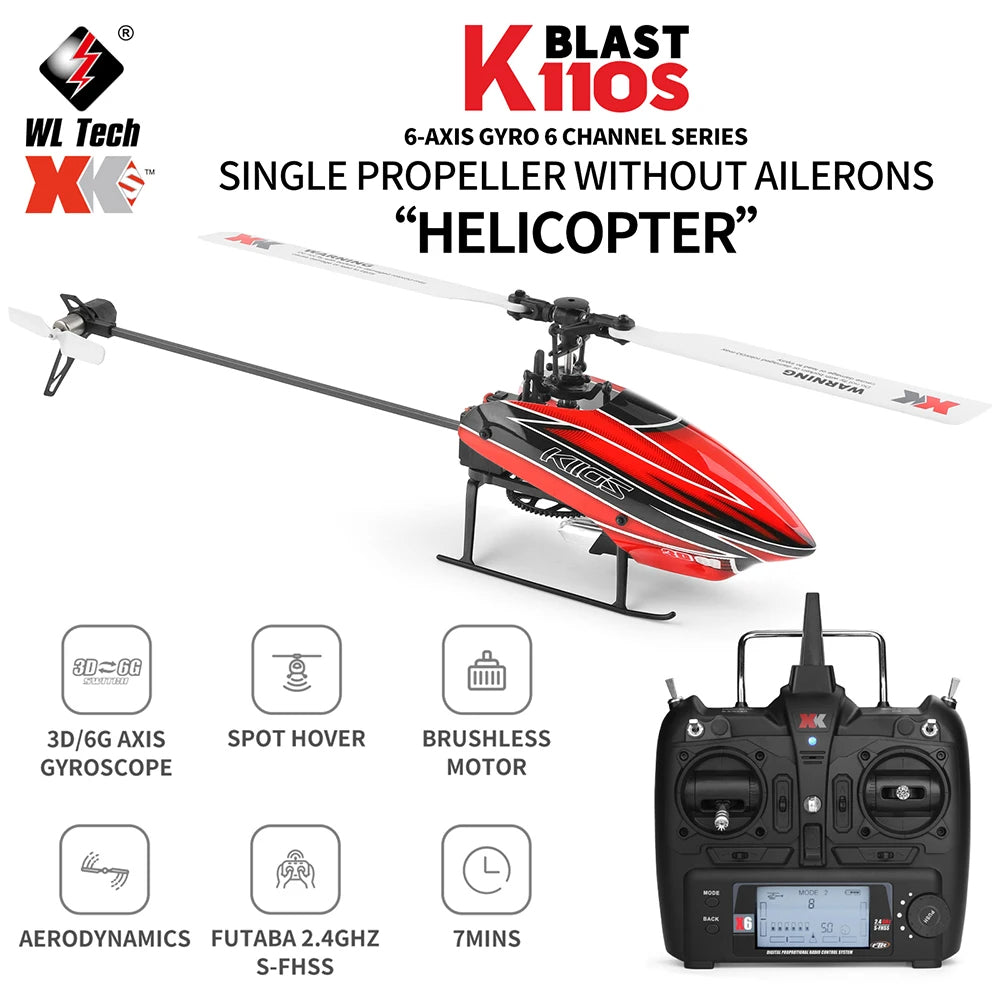 WLtoys XK Blast K110S Falcon 6CH 3D 6G Brushless Motor Helicopter