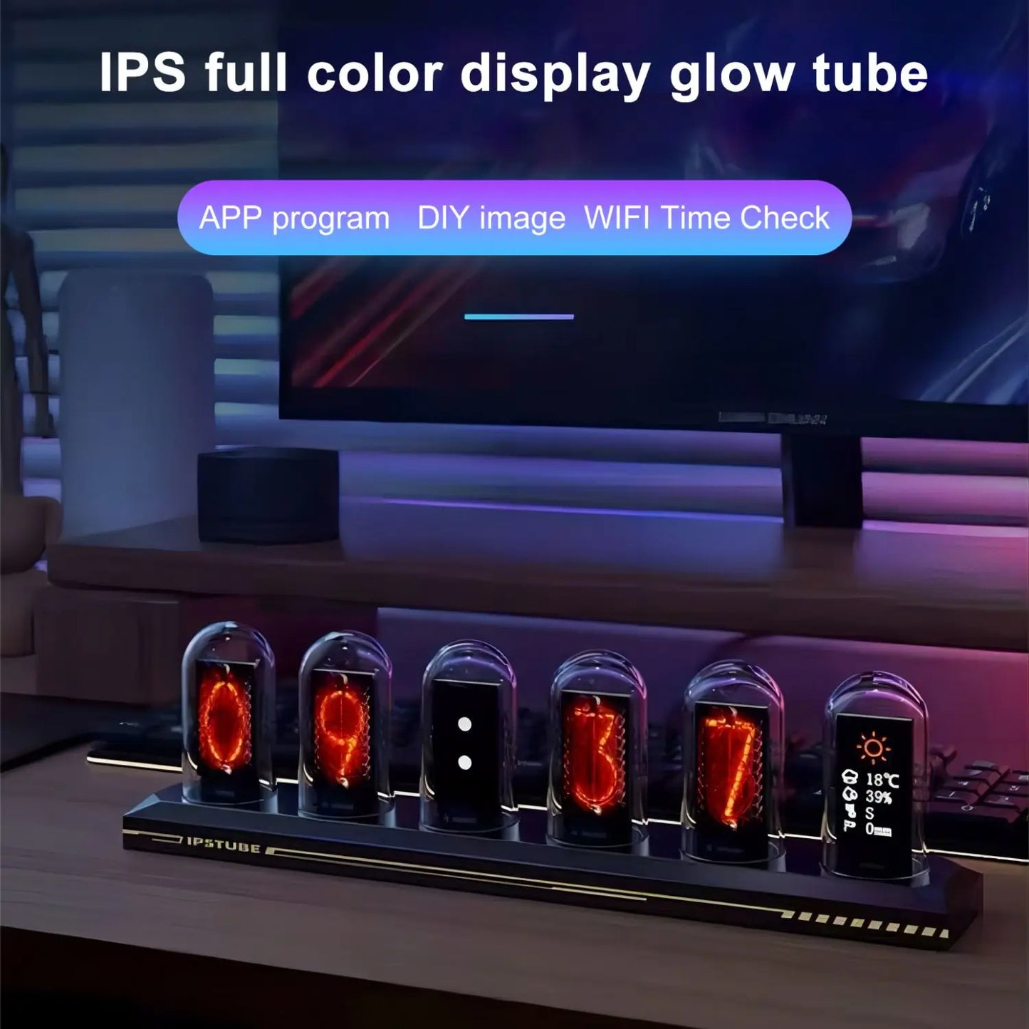 Customisable Digital Nixie Tube Table LED IPS Colour Screen Lights