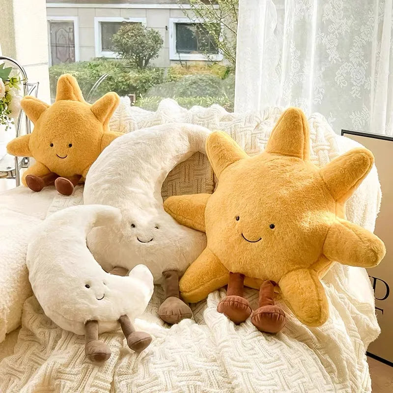 Smile Face Moon & Sun Plush Cushion