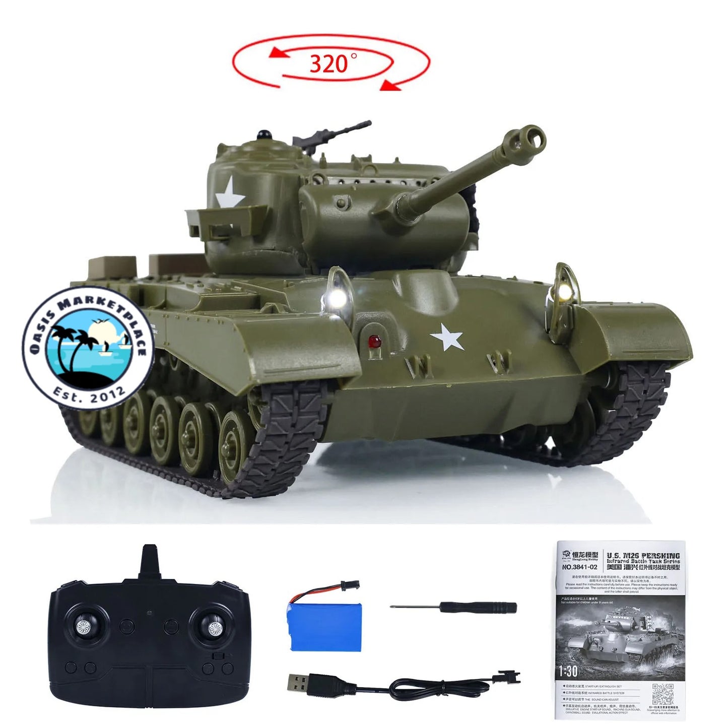 Bullet Ball (BB) Pershing M26 Remote Controlled Battle Tank 3841-02