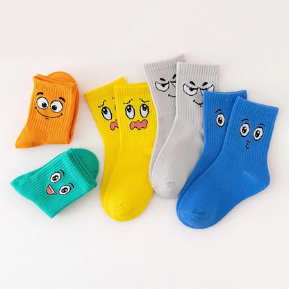 5 Pair Colourful Kids Emoticon Face Socks