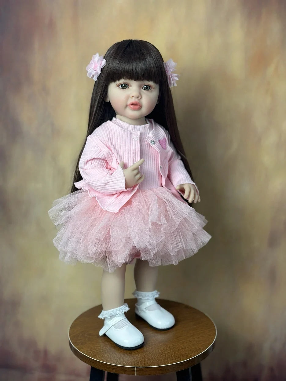 BZDOLL Signature Dress Up Lifelike Fashion Doll with Long Brunette Hair