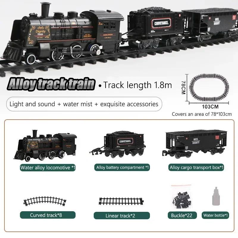 Alloy Smart Vintage Steam Effect Locomotive Freight Train