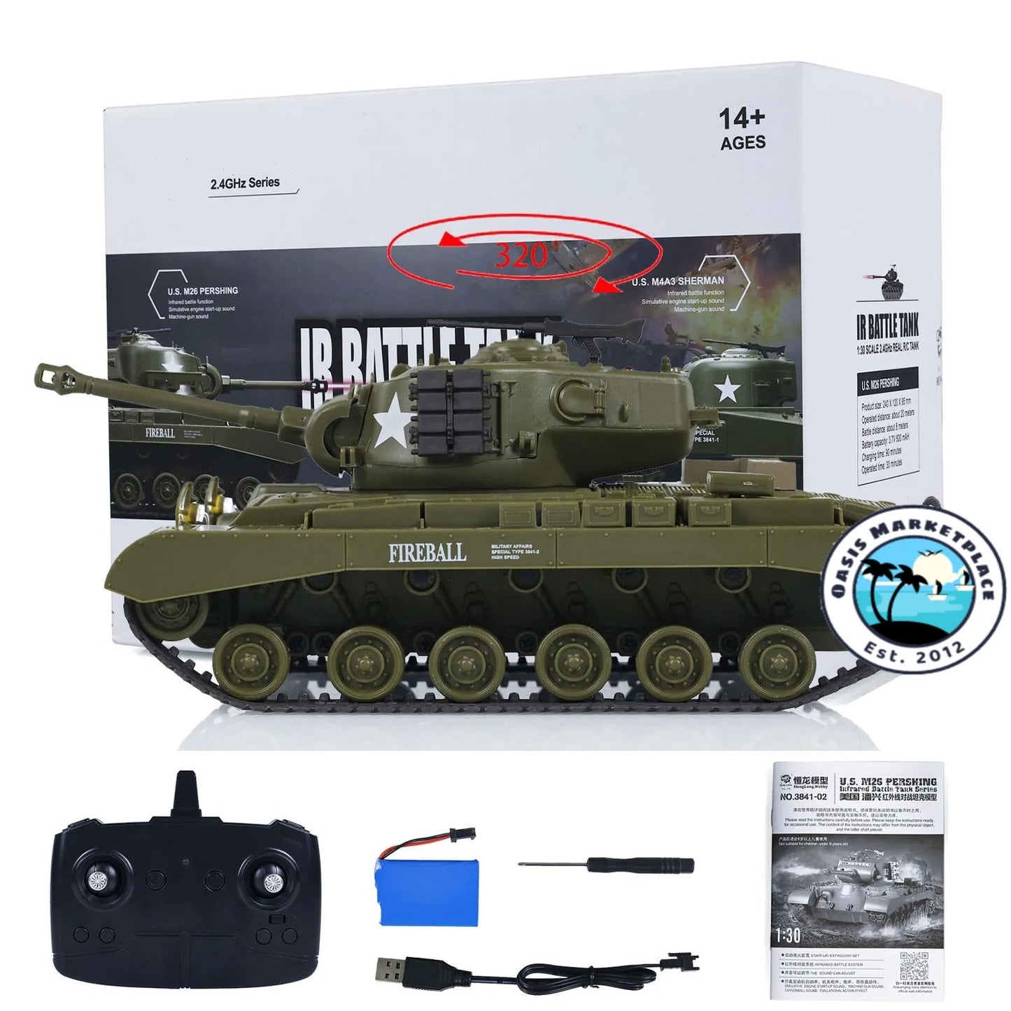 Bullet Ball (BB) Pershing M26 Remote Controlled Battle Tank 3841-02