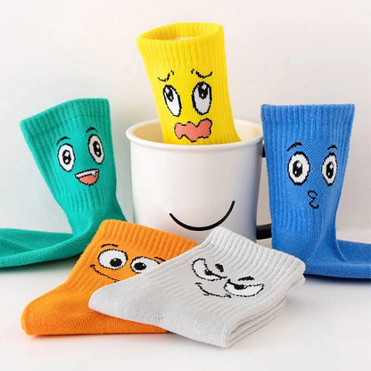 5 Pair Colourful Kids Emoticon Face Socks