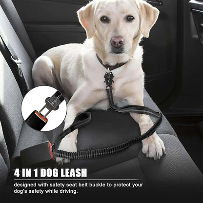 Adjustable Pet Harness Lead Vehicle Seatbelt Shock Absorbing Bungee Cord