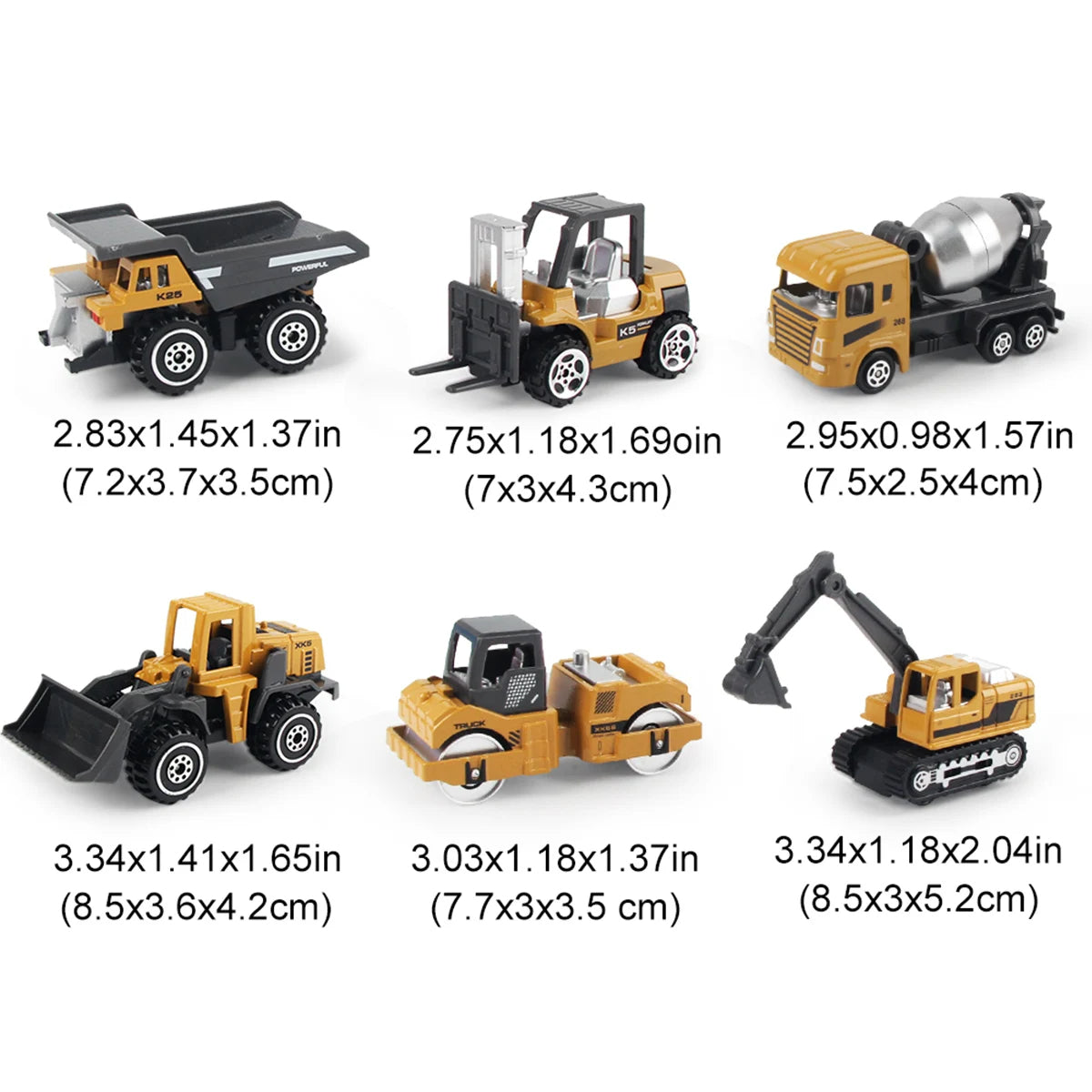 6 Piece Diecast Set Engineering Construction Vehicles