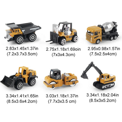 6 Piece Diecast Set Engineering Construction Vehicles