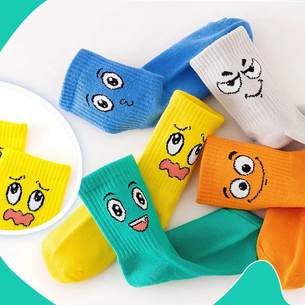 5 Pair Colourful Kids Emoticon Face Socks