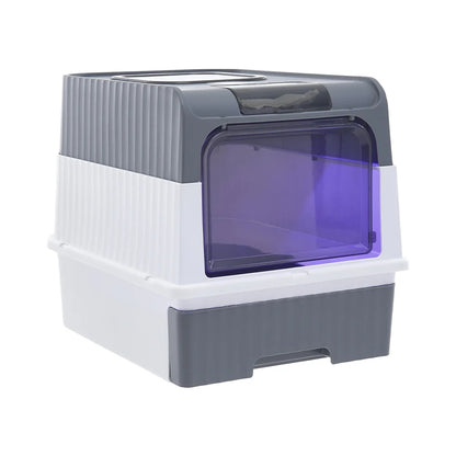 Fully Enclosed Cat Litter Box with UV Sterilization