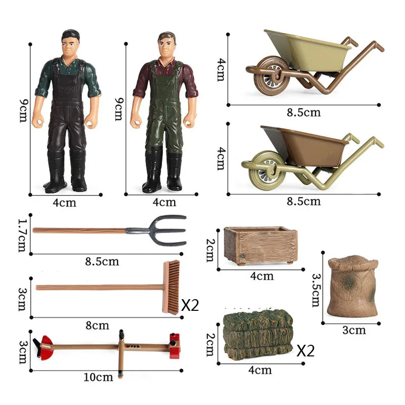 12-teiliges Set mit Requisitenfiguren zum Thema Bauernhofweide