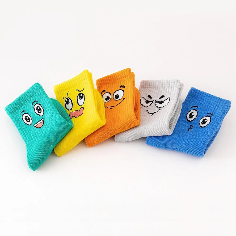 5 Pair Colourful Kids Emoticon Face Socks