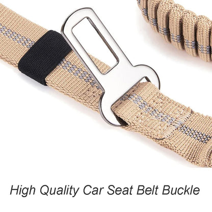 Adjustable Pet Harness Lead Vehicle Seatbelt Shock Absorbing Bungee Cord