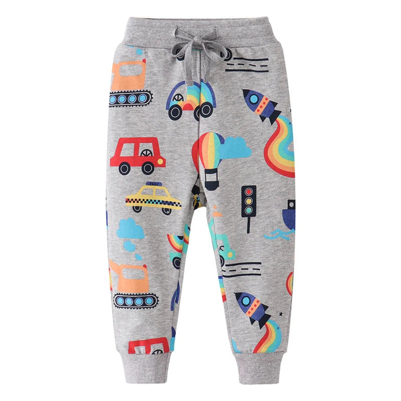 Little Maven | Cartoon Doodle Transport Print Sweatpants