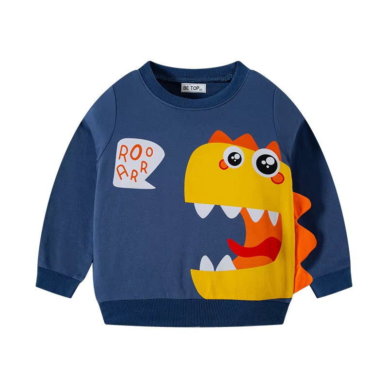 Children's Dinosaur Print Blue Sweatshirt