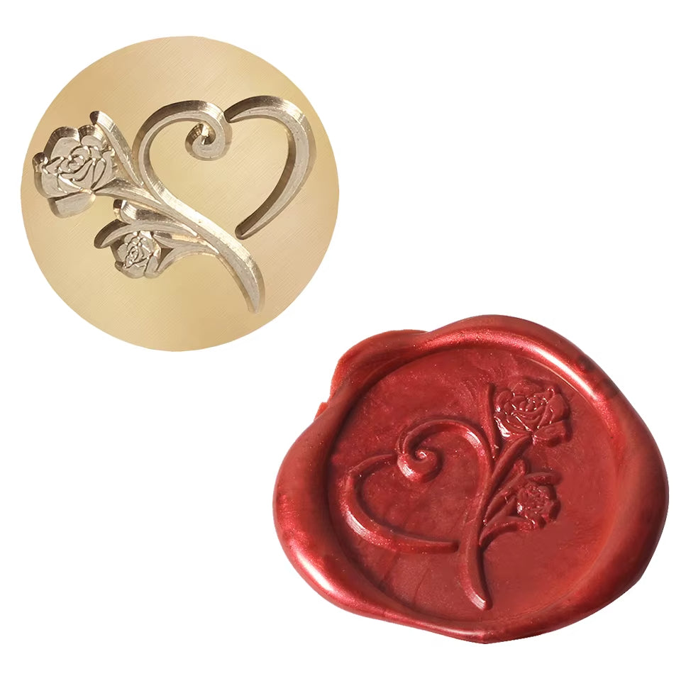 Rose & Heart Wax Seal Stamp