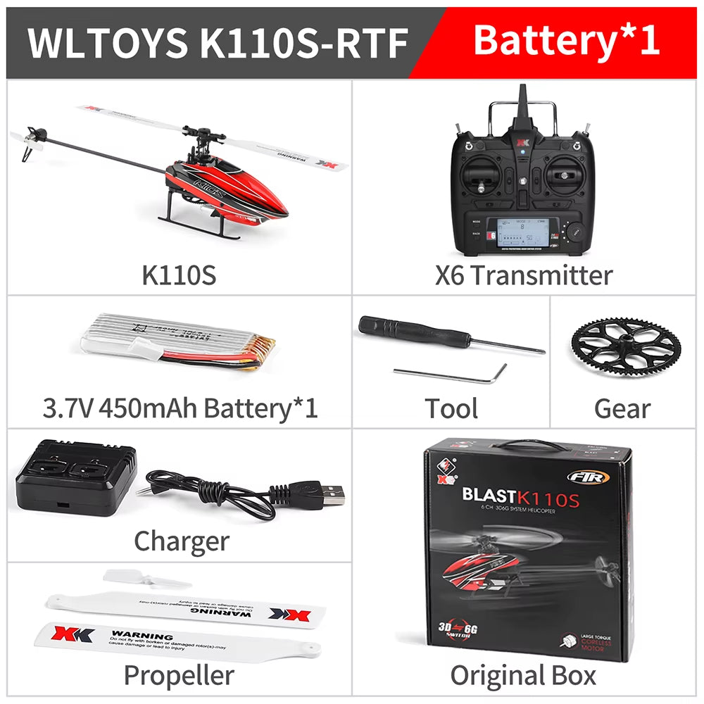 WLtoys XK Blast K110S Falcon 6CH 3D 6G Brushless Motor Helicopter