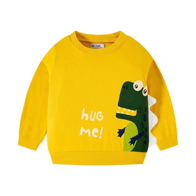 Children's Dinosaur Print Yellow Sweatshirt