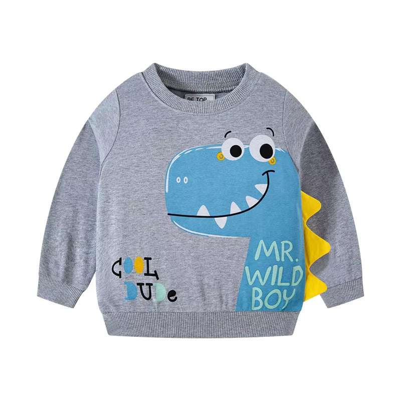 Children's Dinosaur Print Grey Sweatshirt