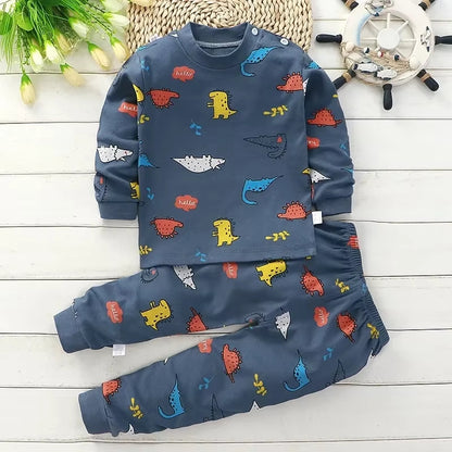 Children's Dark Grey Dinosaur Print Outfit Set