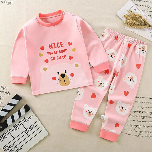 Children's Pink Polar Bear Print Outfit Set