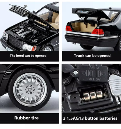 Mercedes W140 320SEL, klassisches Modellauto aus Druckgusslegierung im Maßstab 1:24