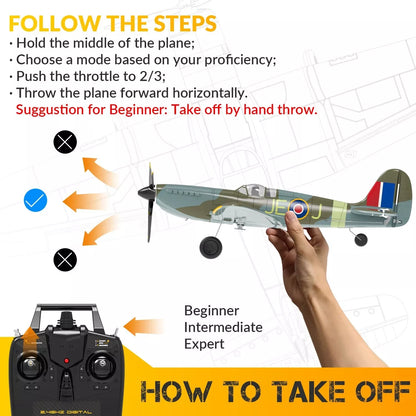 Volantex Spitfire RC-Flugzeug 2,4 GHz 4-Kanal RTF