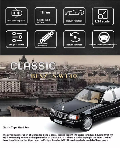 Mercedes W140 320SEL, klassisches Modellauto aus Druckgusslegierung im Maßstab 1:24