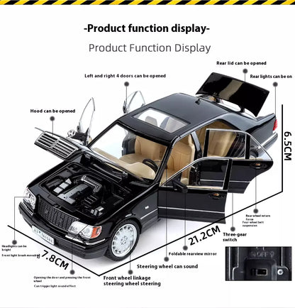 Mercedes W140 320SEL, klassisches Modellauto aus Druckgusslegierung im Maßstab 1:24