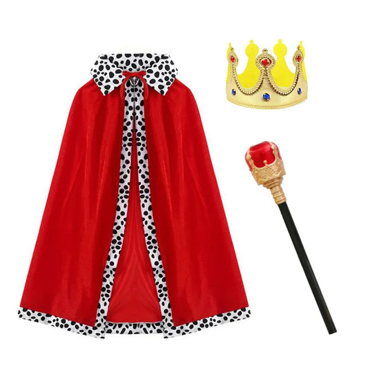 King Costume Cape Crown and Sceptre Stick