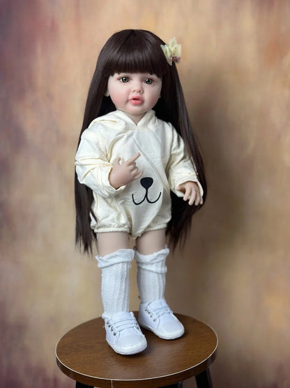 BZDOLL Signature Dress Up Lifelike Fashion Doll with Long Brunette Hair