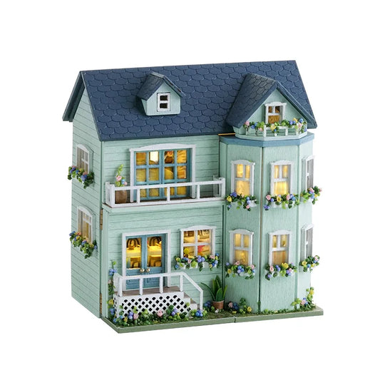 Cosyville Pale Blue Lily Home DIY Wooden Dollhouse