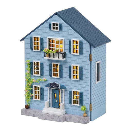 Cosyville Blue Bungalow DIY Wooden Dollhouse