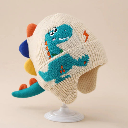 Children's Warm Baby Dinosaur Knitted Cotton Beanie