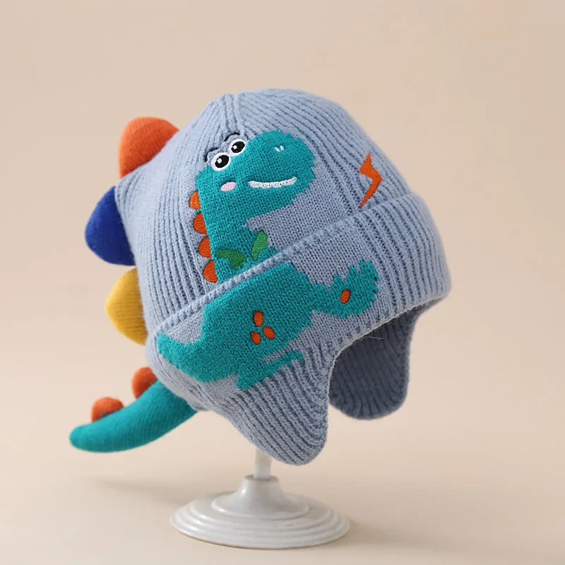 Children's Warm Baby Dinosaur Knitted Cotton Beanie