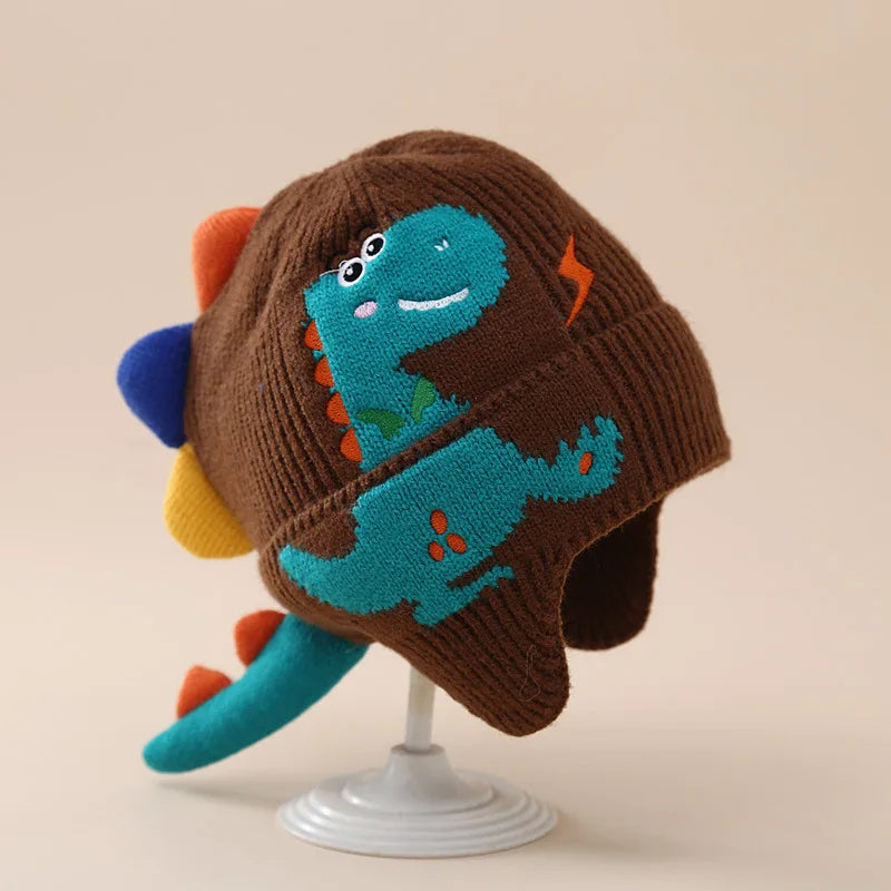 Children's Warm Baby Dinosaur Knitted Cotton Beanie